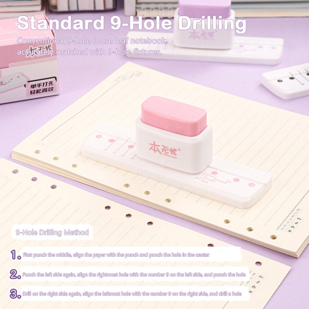 Paper Punch 3 Hole - Perfurador de Papel Mini de 3