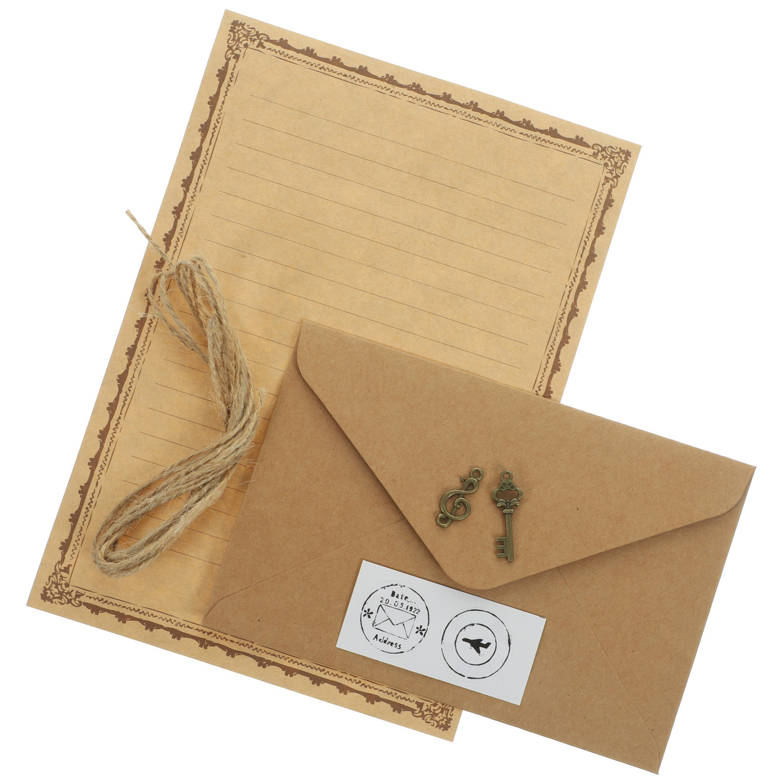 Letter Envelope Kraft - 2 conjuntos de papel de escrita